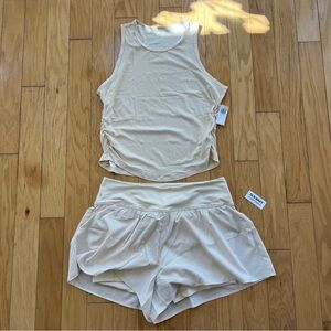 Old Navy Women's Cream Workout Tank and Shorts Set